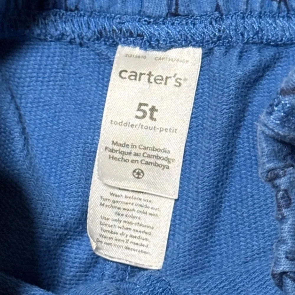 Carters Dip Boys 5T Shark Graphic T-Shirt and Shorts 3 Piece lot Blue Grey